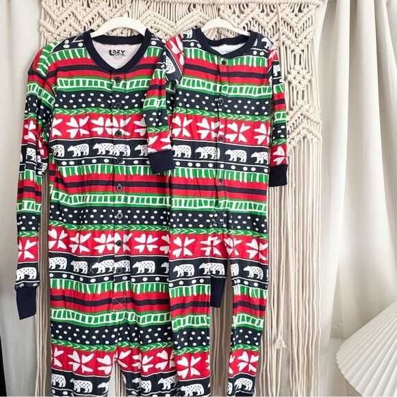 Lazy One Mommy & Me Sweater Bear Onesie Holiday Pajama Bundle S & 4T - Picture 2 of 8